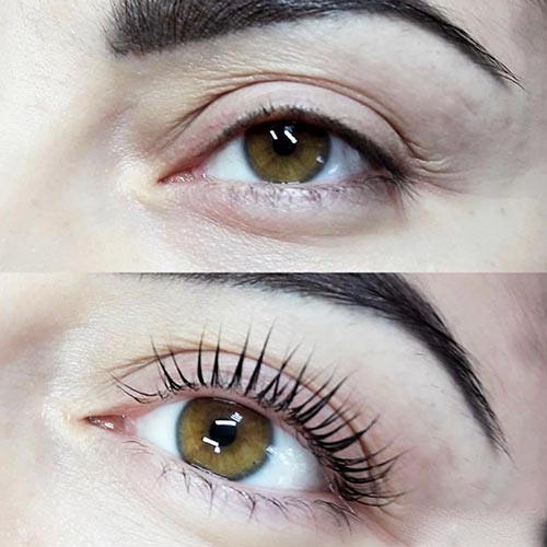 Lash lift and tint before and after at ANNAZUR