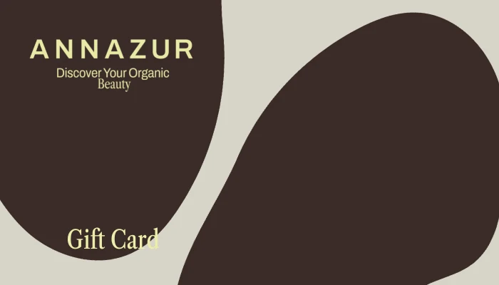 ANNAZUR gift card design — espresso on stone grey