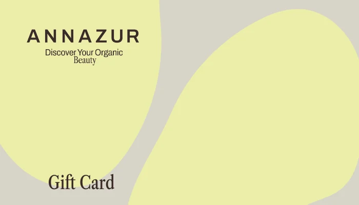 ANNAZUR gift card design — chartreuse on stone grey