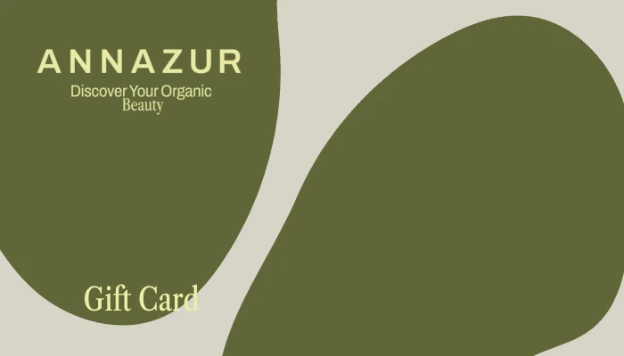 ANNAZUR gift card design — olive on stone grey