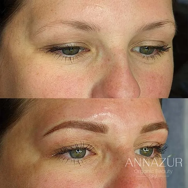 Before and after powder brows at ANNAZUR Organic Beauty Spa, Jacksonville FL — photo 13