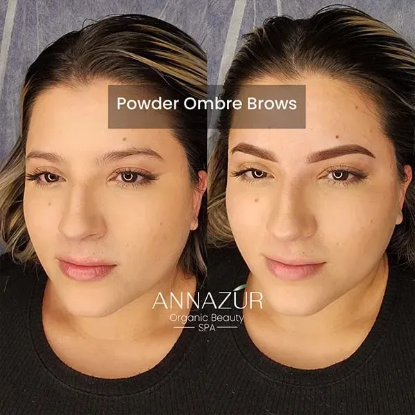 Before and after powder brows at ANNAZUR Organic Beauty Spa, Jacksonville FL — photo 2