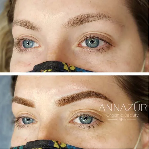 Before and after powder brows at ANNAZUR Organic Beauty Spa, Jacksonville FL — photo 18