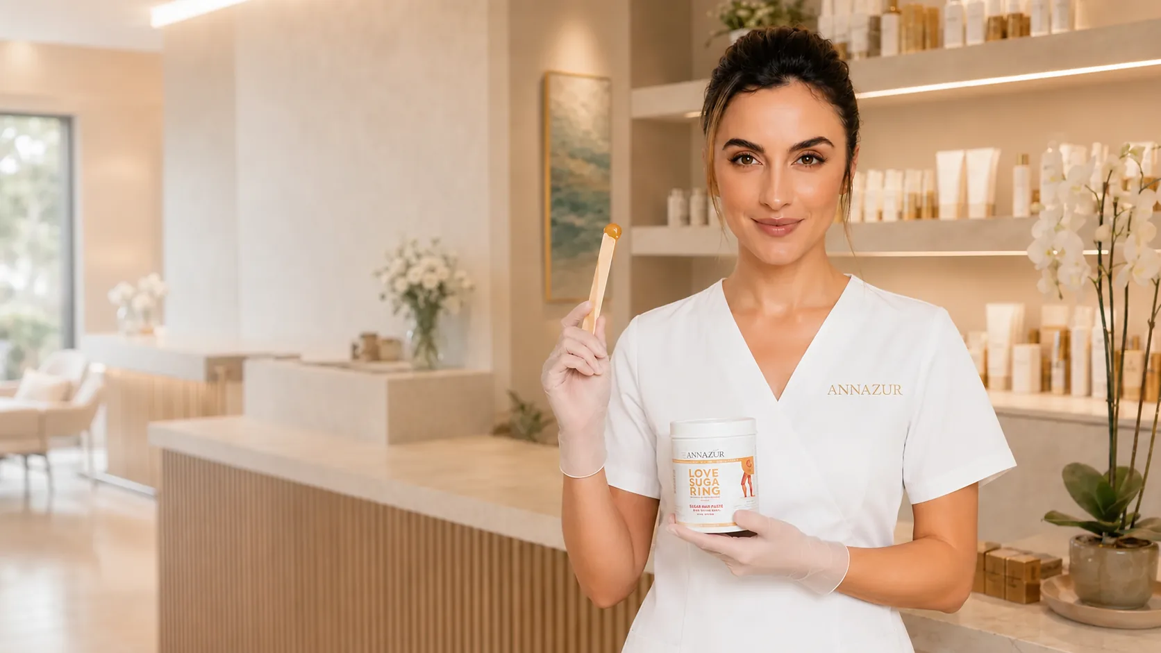 ANNAZUR esthetician with organic sugar paste
