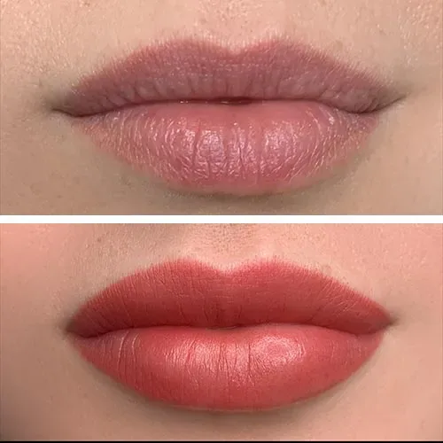 Before and after lip blushing at ANNAZUR Organic Beauty Spa, Jacksonville FL — photo 3