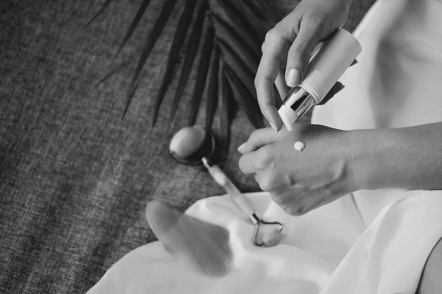 Gua sha and massage tools laid out for a session