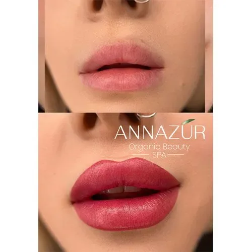 Lip blush permanent makeup result — ANNAZUR Academy