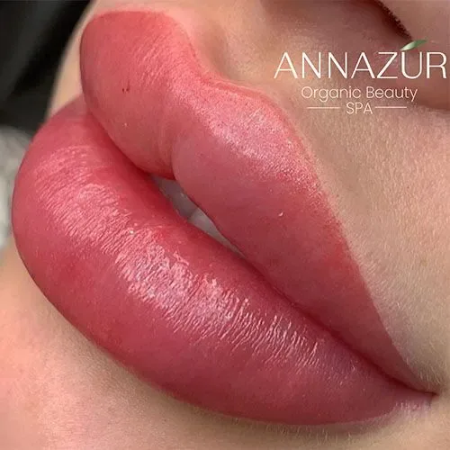 Lip blush permanent makeup result — ANNAZUR Academy