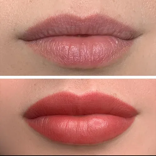 Lip blush permanent makeup result — ANNAZUR Academy